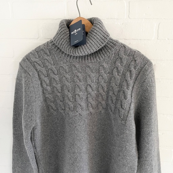NWT Café Coton Paris Men’s Knit Sweater Turtleneck Chunky Cable Knit Lambswool M - Picture 5 of 16